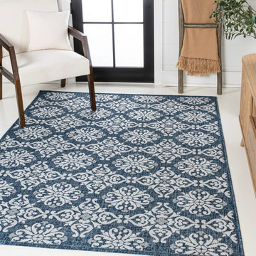 Amora Traditional Mediterranean Tile Design Indoor/Outdoor Area Rug